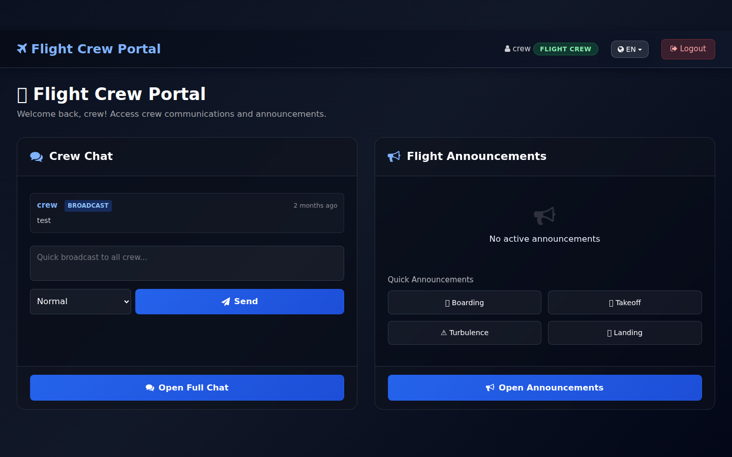 Crew Portal Dashboard