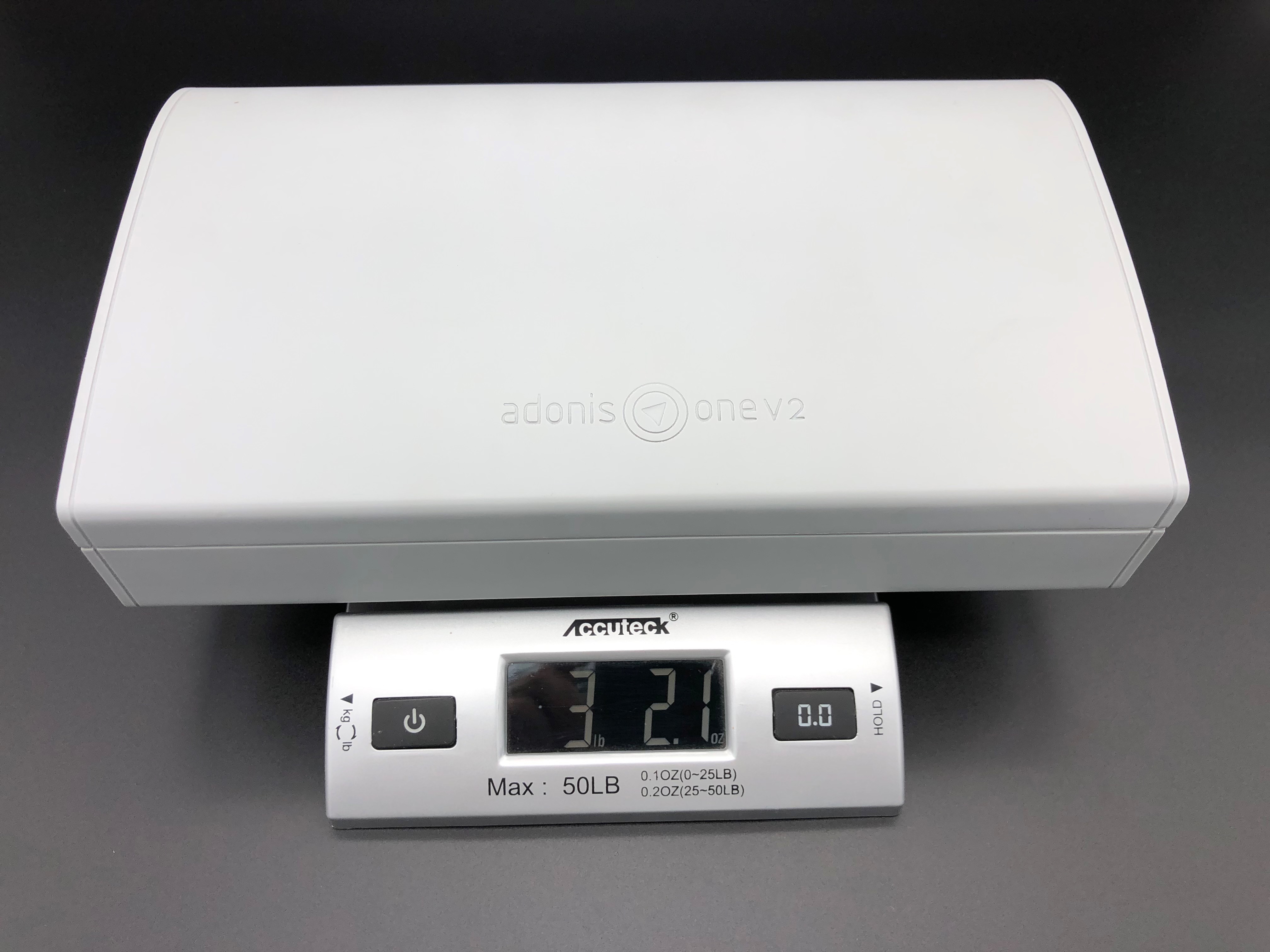 Icarus One weighed on scale at approximately 3.21 lb